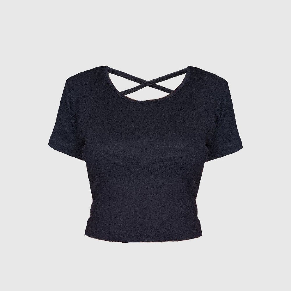 Size- S-M, Black knitted crop top - Picture 1 of 3